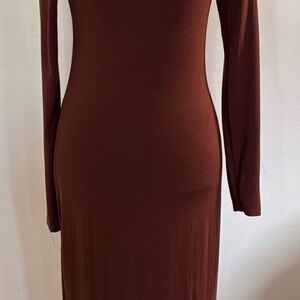 Elegant Brown Long Sleeve Dress